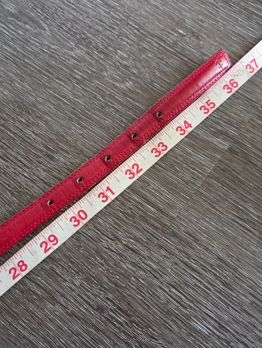 Vintage Jg Hook Skinny Red Leather Belt with Brass Buckle Sz Large